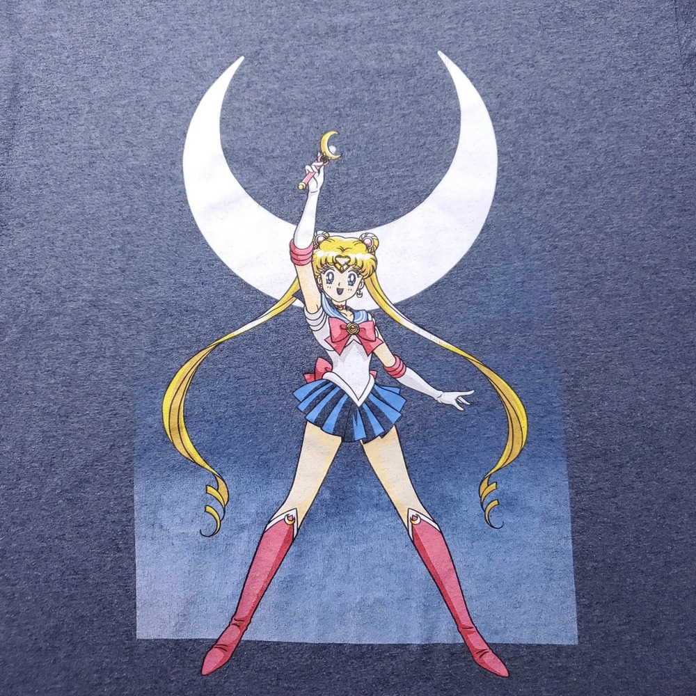 Sailor Moon Graphic T Shirt Men L Blue Anime Manga Kawaii Streetwear Otaku Retro
